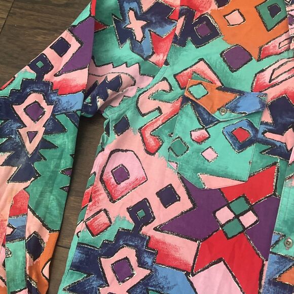 VTG Wrangler Cowboy Cut Rodeo Shirt Made USA Multicolor Size M-L Fresh Price - Picture 3 of 13